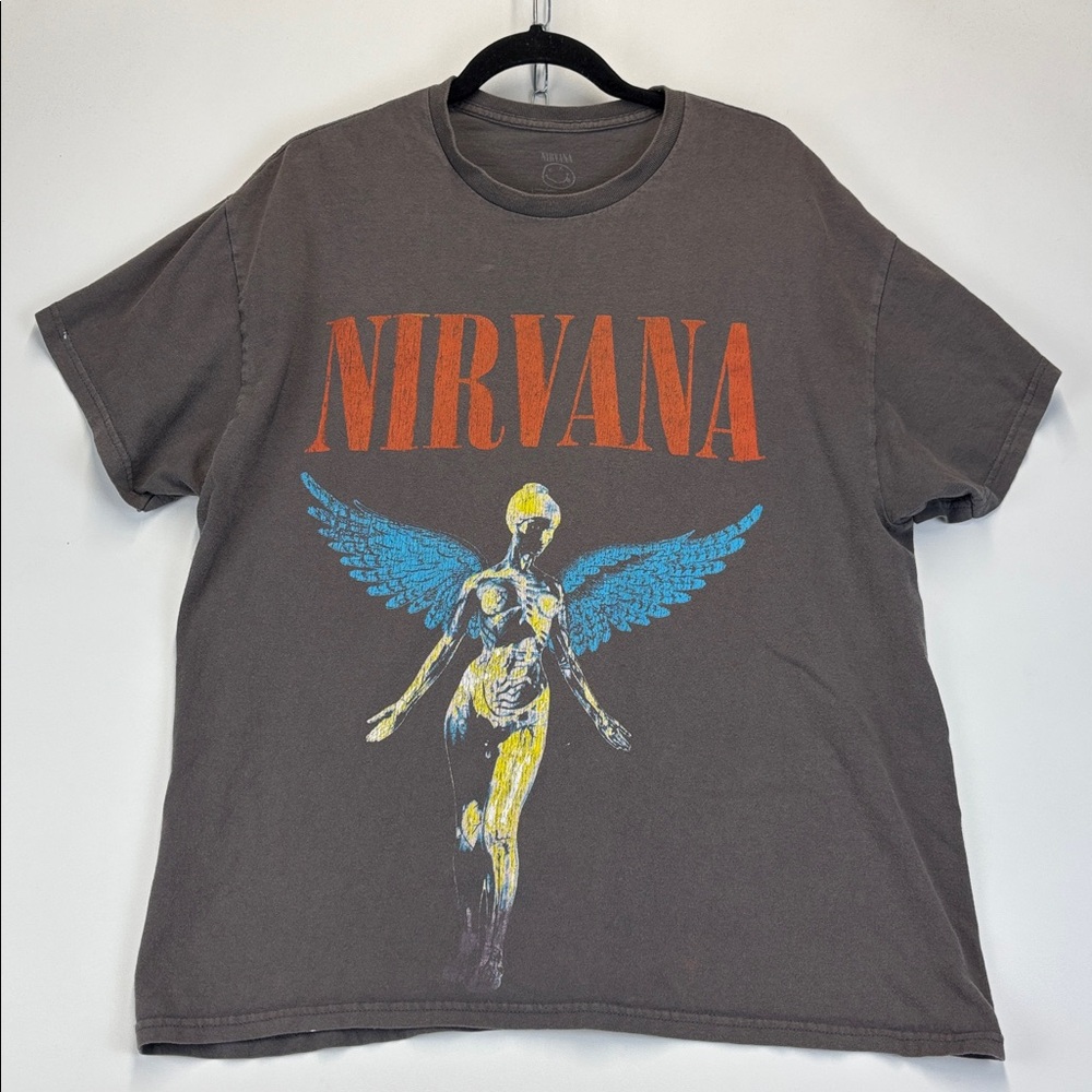 NIRVANA In Utero Graphic T-Shirt Gray Size Large
